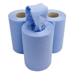 Blue Mini Centrefeed Tissue Rolls