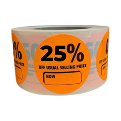25% Reduced Orange Stickers