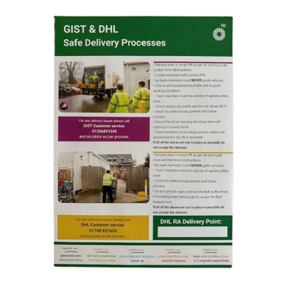 BP DHL and Gist Delivery Poster - A3