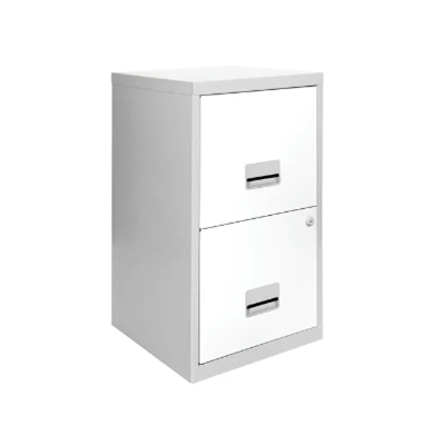 A4 2 Drawer Maxi Filing Cabinet - Silver/White