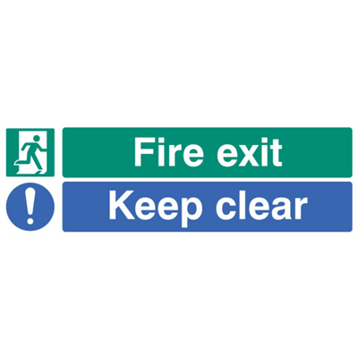 Fire Exit Keep Clear (pre-drilled) 450x150mm