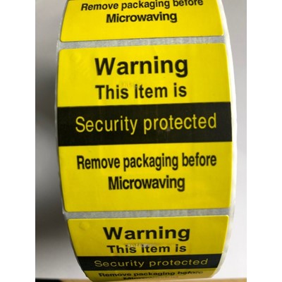 Security Tag Label - 4x4cm (Black and Yellow)
